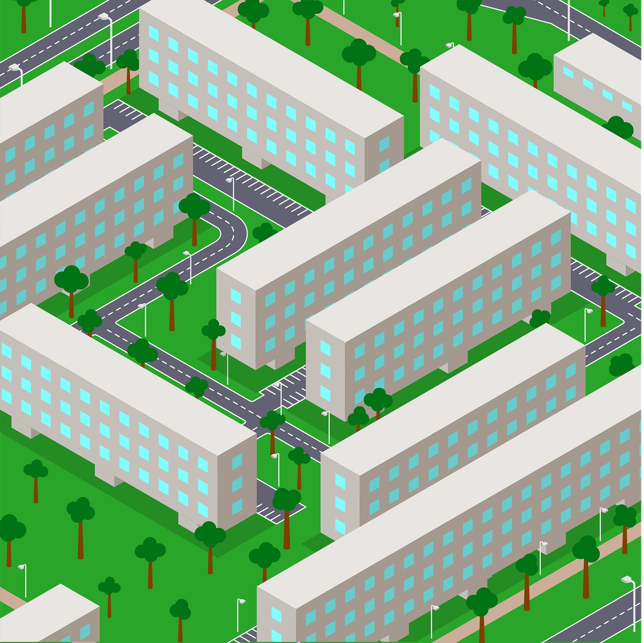 city, buidings, streets, isometric, 3d, urban, cityscape, architecture